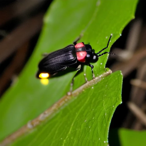 <lora:Lampyridae_v1:0.5>, outdoors, depth of field, from above, bug, lens flare, realistic, antennae, photo background, Luciola internalis, firefly, Lampyridae