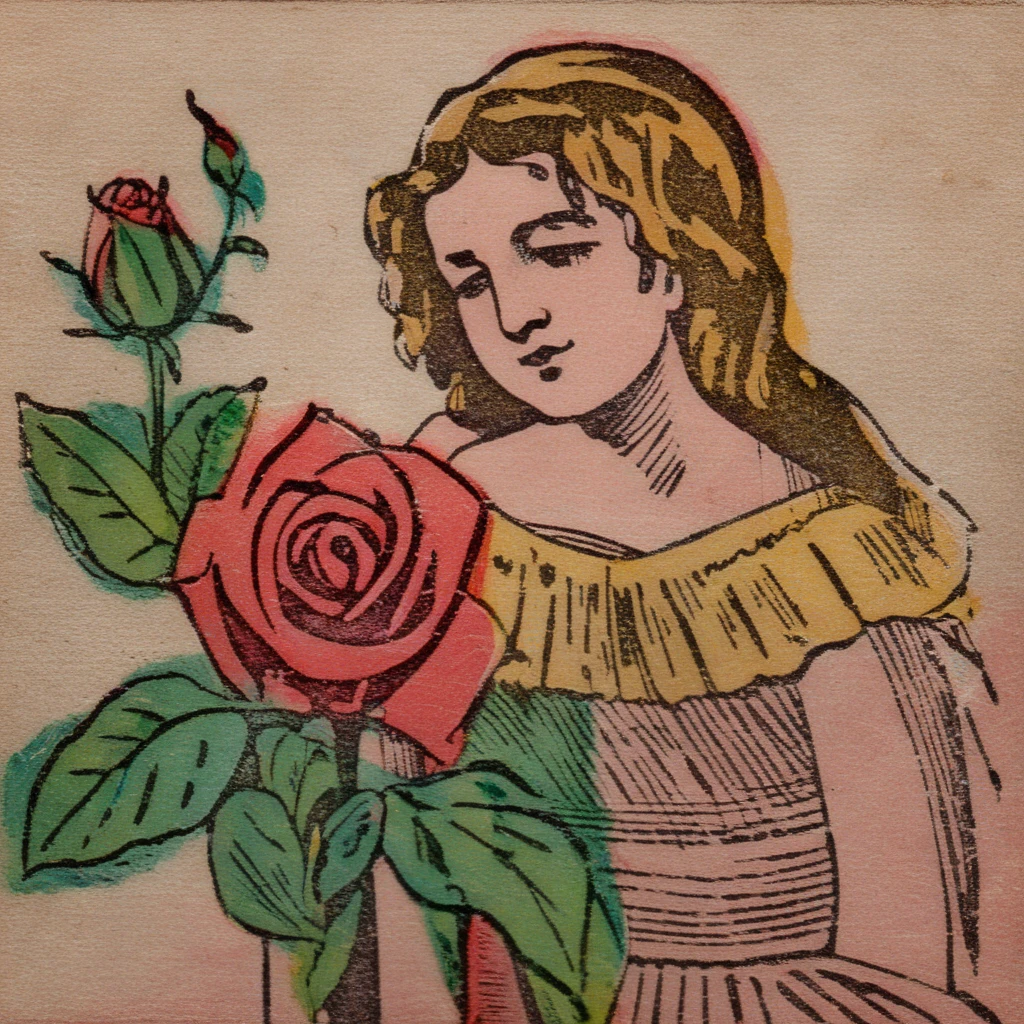 manucolgraf girl with rose <lora:manucolgraf:1>