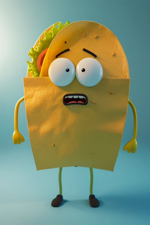 master piece, high quality, a taco, cartoon Character, 3D, C4D, blender