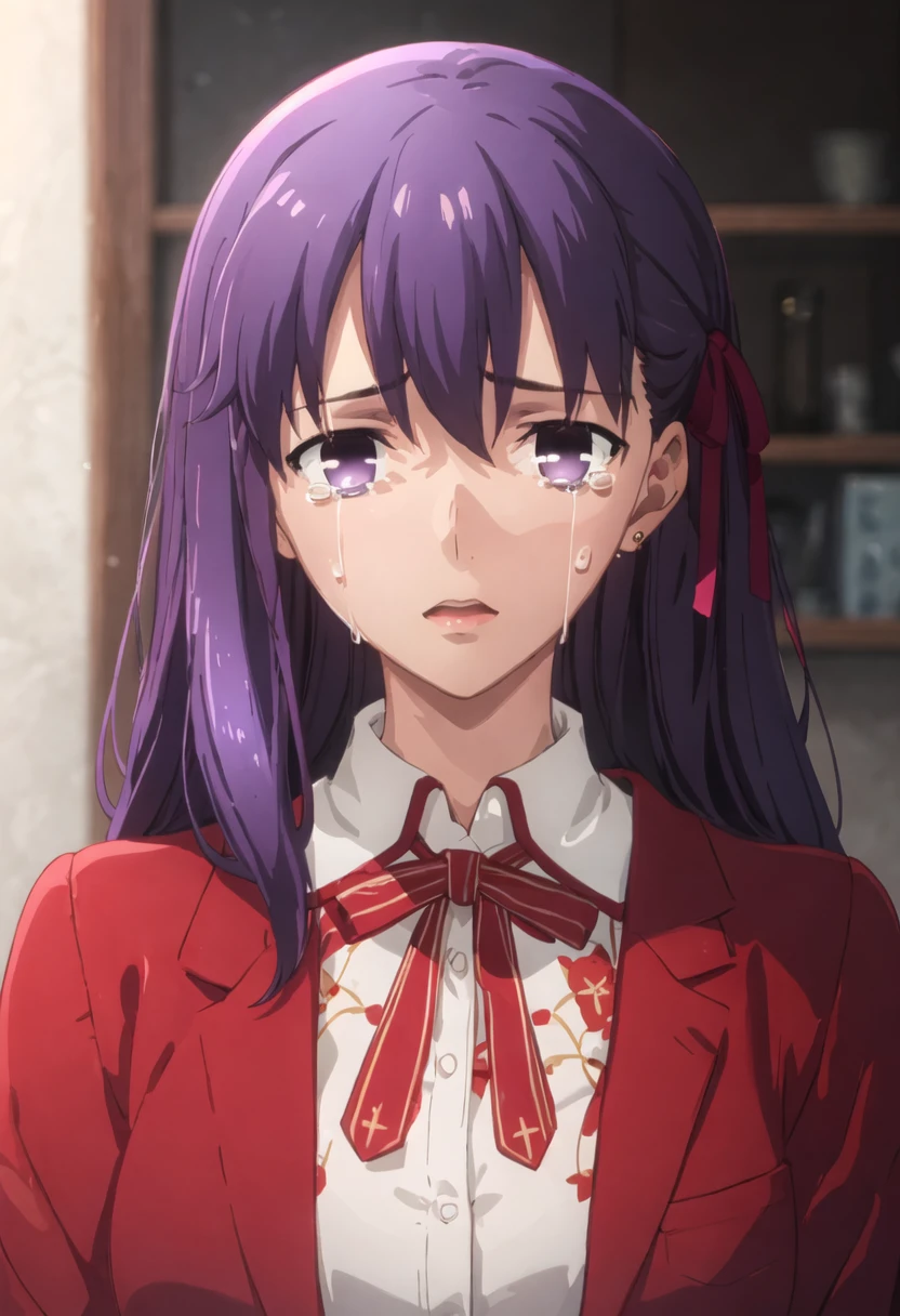 best quality, masterpiece, highres, solo, {matou_sakura_fatestaynightufotable:0.90}, crying, sobbing, tears, portrait, looking at viewer