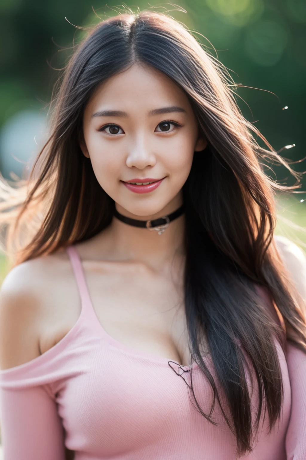 <lora:joanwu_v01:0.9>,
(8k, RAW photo, best quality, masterpiece:1.2), (realistic, photo-realistic:1.37), omertosa,1girl, blurry background,lake, rain,wet,professional lighting, photon mapping, radiosity, physically-based rendering, backlight bokeh, blurry background, mature,((black choker)), red lips, office lady ,((lights shinning on the face))
head portrait
,
sunlight, ((outdoors)) ,((light shinning on the hair))
hoodie,t-shirt,bare shoulders,
((long hair)), ((floating hair)), pink hair,wavy hair, glowing hair,
135mm lens,,big breast,red lips,smile