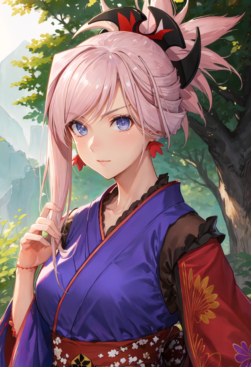 best quality, masterpiece, highres, solo, {miyamoto_musashi_fgo:0.90}, {yukata:1.30}, {kimono:1.15}