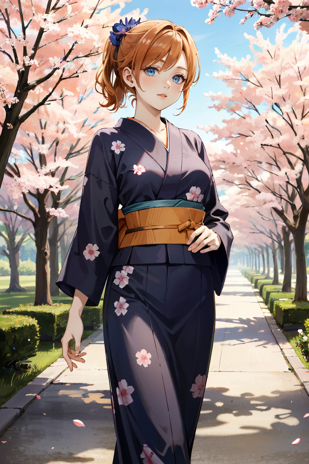 ((ultra detailed, masterpiece, absurdres))
<lora:SpiderMaryJ:0.9>
SpiderMaryJ, 1girl, orange hair, blue eyes, walking in a serene Japanese park with cherry blossoms, yukata, and a hair ornament