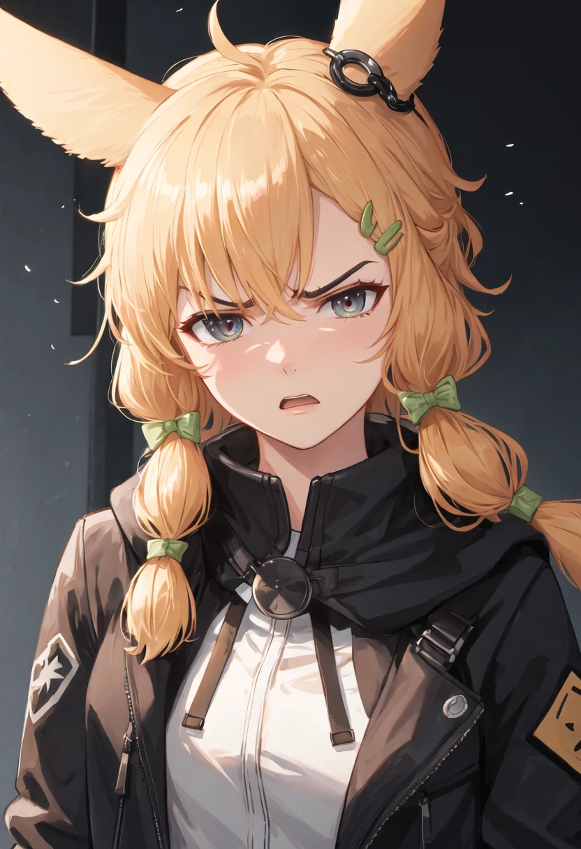 best quality, masterpiece, highres, solo, {kroos_arknights:0.90}, angry, annoyed, portrait, looking at viewer