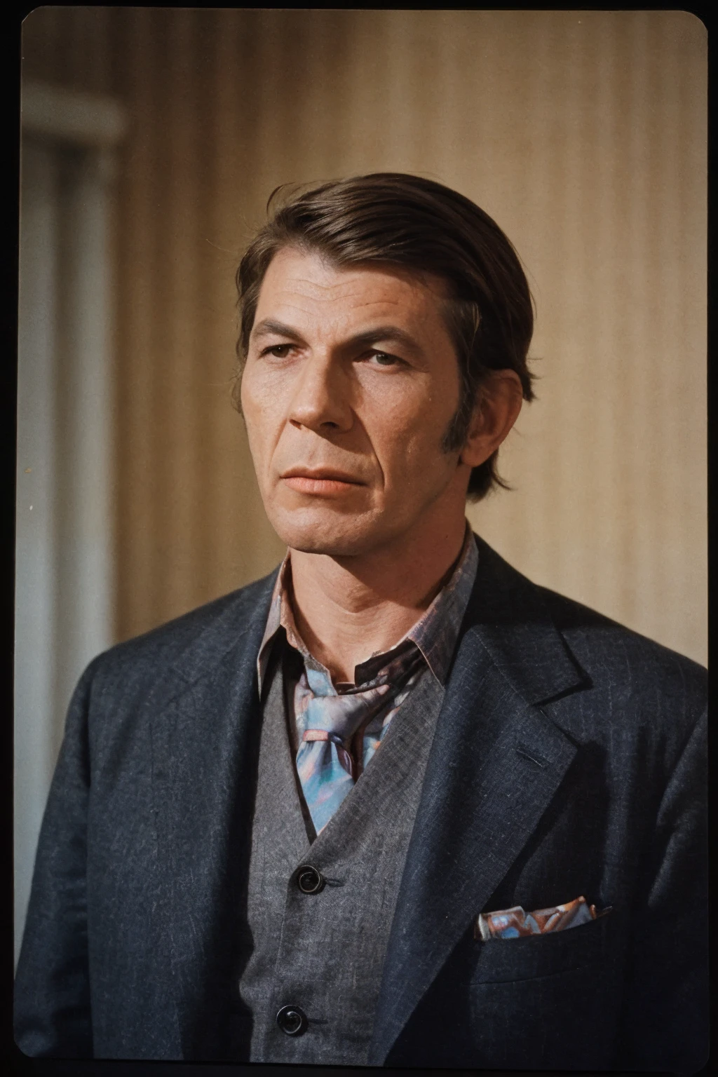 analog film photo solo, tstyle, realistic, ((vintage photo)), (((man:1.5), (male:1.5), person, 1boy, caucasian man)), (((sad,gloom expression):1.2)), (((black gentleman suit:1.3))), ((retro diner)), ((dynamic poses)), high detailed, (cinematic shot:1.3), PA7_Human-Likeness, (PA7_Photo:1.2), 8k, clear facial features, pastel themed colorgrade, in style of Mark Peckmezian, <lora:PAseer-SD15-LCM Quick:1> <lora:picxer_real:.5> <lora:ReaLora:.2> skin <lora:TStyle_-_Photography_Style:.4> <lora:[US]_-_Leonard_Nimoy:1> leonardnimoy . faded film, desaturated, 35mm photo, grainy, vignette, vintage, Kodachrome, Lomography, stained, highly detailed, found footage