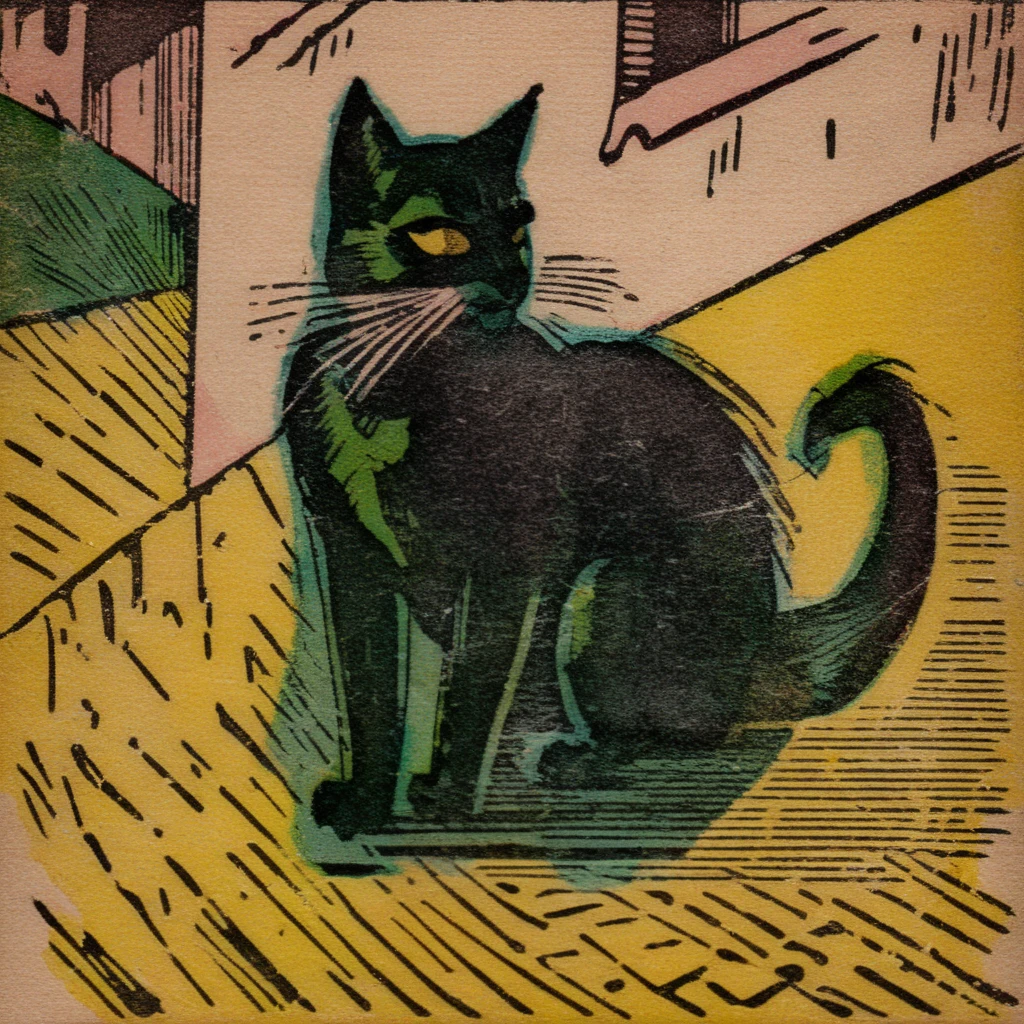 manucolgraf black cat<lora:manucolgraf:1>