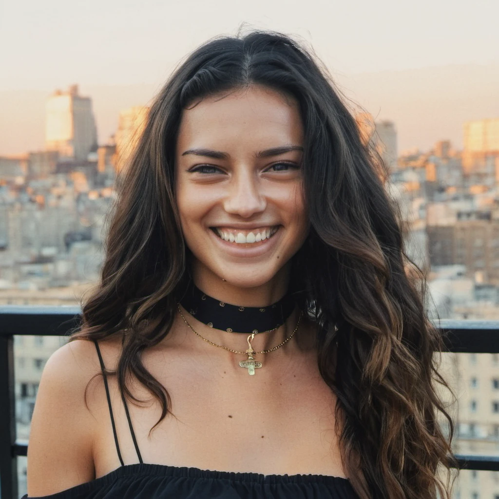 young girl, natural dark blonde highlights, (in a café drinking soda), Very detailed, 22 ans, visage innocent, 32D breast, wearing a black dress, natural wavy hair, yeux bleus, High resolution, masterpiece, Best quality, intricate high detail, highly detailed, mise au point nette, detailed skin, realistic skin texture, texture, detailled eyes, professionnel, 4K, sourire charmant, filmed on Canon, 85 mm, faible profondeur de champ, Couleur Kodak Vision, perfect fit body, Extremely detailed, photographier_\(ultra\), photoreallistic, Realstic, Post-traitement, Maximum details, roughness, real life, ultra realist, photorealism, photographie, 8K UHD, photographie
