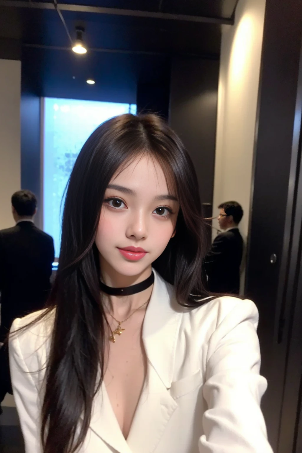 <lora:lin1meng_v01:0.9>, 
 (8k, RAW photo, best quality, masterpiece:1.2), (realistic, photo-realistic:1.37), omertosa,1girl, blurry background,city, rain,wet,professional lighting, photon mapping, radiosity, physically-based rendering, backlight bokeh, blurry background, ((black choker)), red lips, student ,((lights shinning on the face))
head portrait
,
sunlight, ((outdoors)) ,((light shinning on the hair))
short jacket,
((long hair)), ((floating hair)), pink hair,straight hair, glowing hair,
135mm lens,gold-rimmed glasses,,big breast,red lips,smile,((office suit))