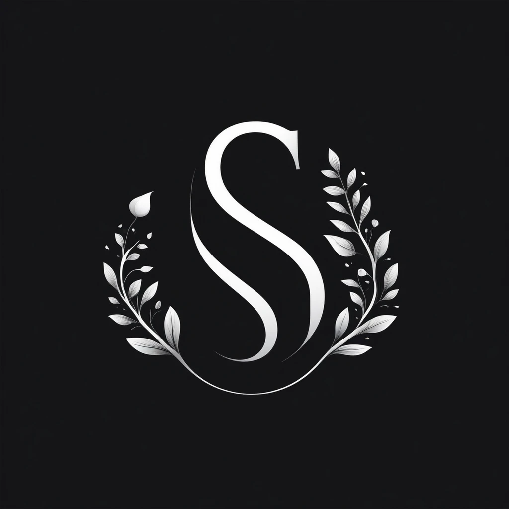 Letter "S", nature theme, minimalist vector, icons, white on black logo icon, icons app