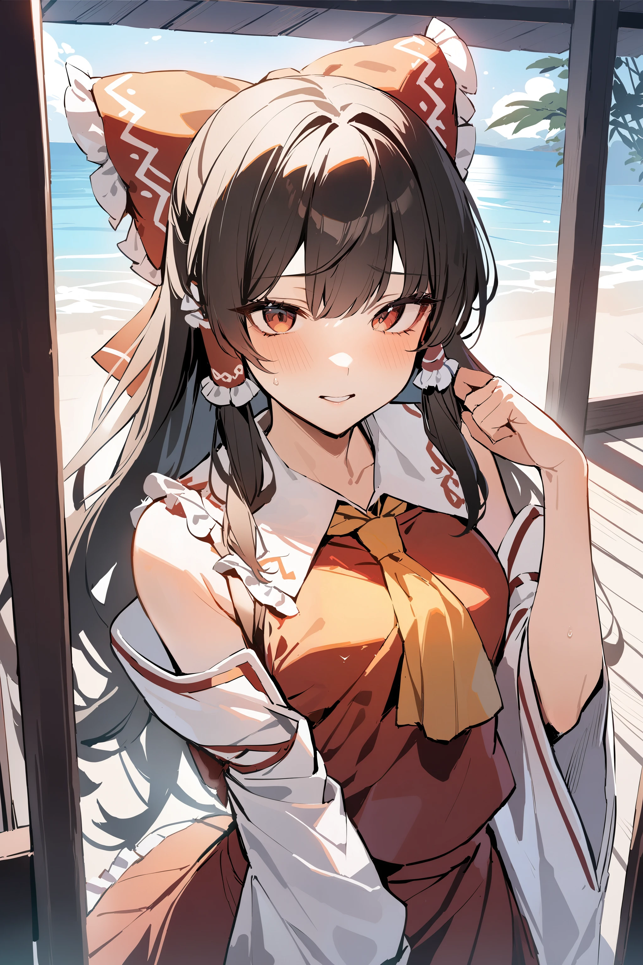 masterpiece, best quality, highres booru, 1girl, solo, hakurei reimu, <lora:hakurei_reimu_xl_2:1.0>
