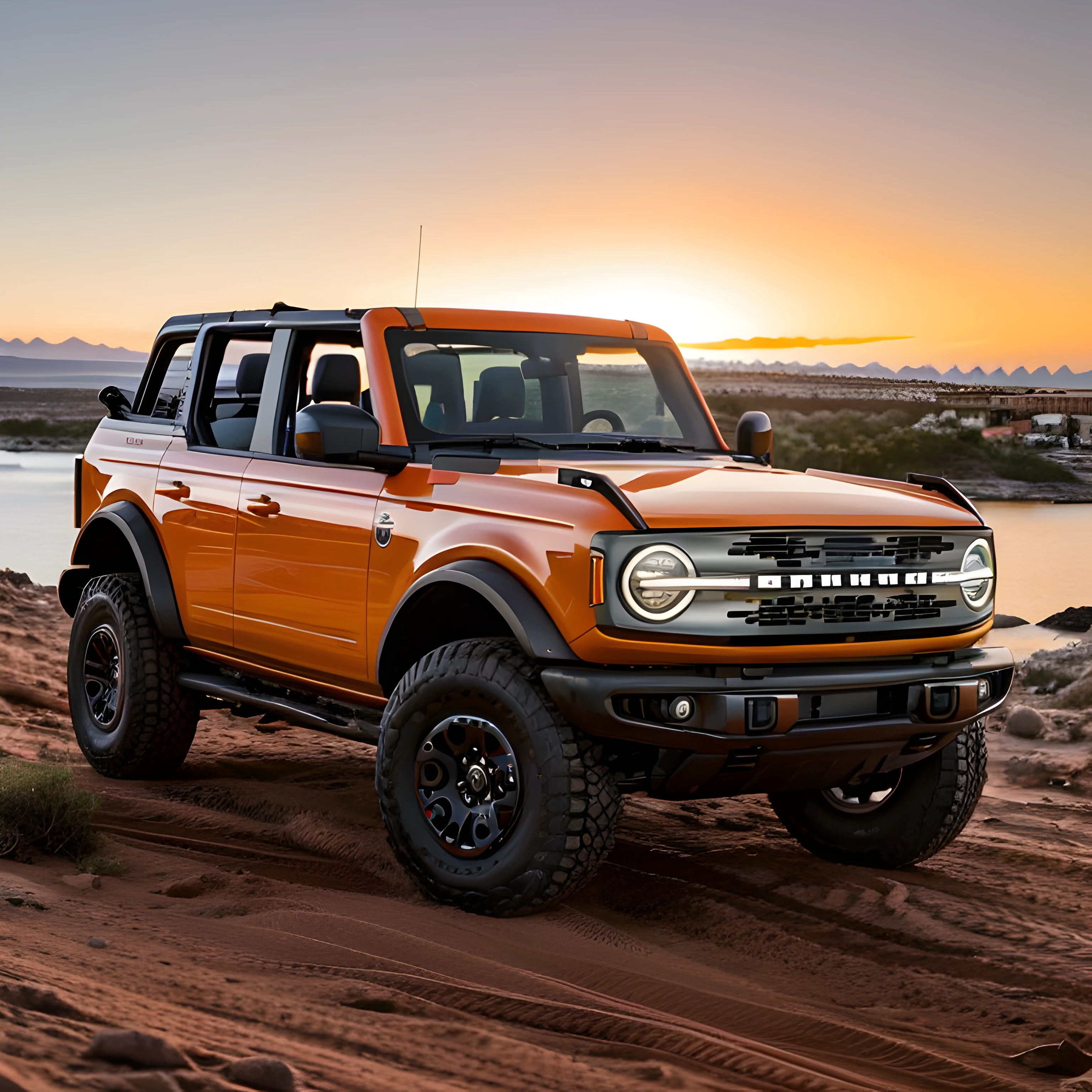 orange ford bronco, top down, night+, streelight, downtown+, highly detailed, ultra quality, masterpiece, sharp focus, smooth, intricate details, 8k UHD, photo-realistic, atmospheric, epic

