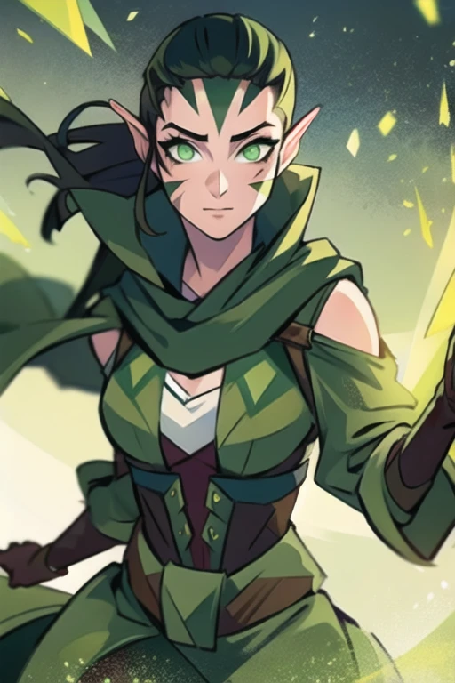 (masterpiece:1.2),(best quality:1.2)),perfect eyes,perfect face,perfect lighting,fashion,masterpiece,best quality,highly detailed,
solo,1girl,cowboy shot,green eyes,facial mark,<lora:StyleThickLine:0.8>,<lora:Nissa:1>,