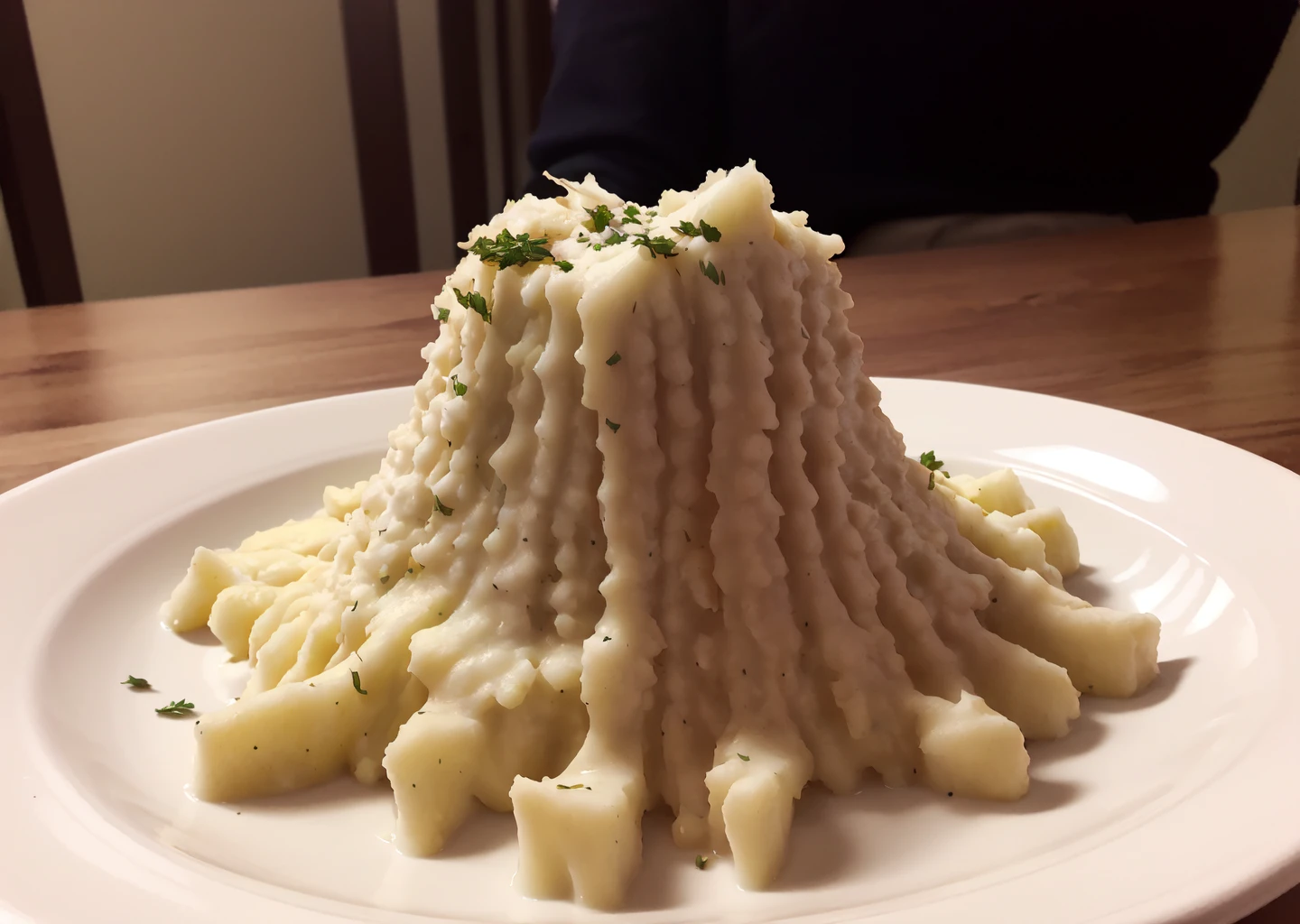 3rdkind, 80s theme, a plate of mashed potatoes that looks like devilstower <lora:Close_Encounters_Of_The_Third_Kind-000014:1>