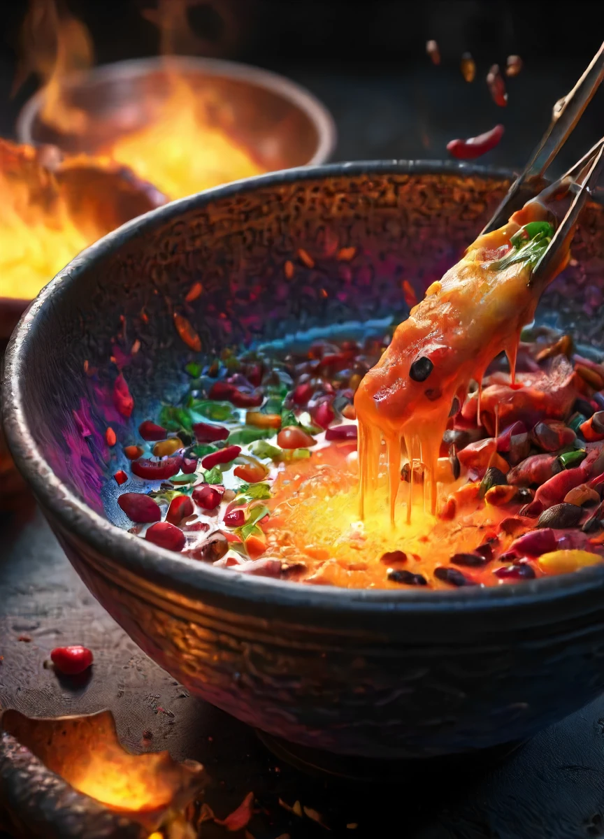 depiction of a cold bowl full of yummy glowing hot iron salat with a lot of vitamin steel , intricate, detailed, <lora:- SDXL - frzrenit_red_hot_nitro_V2.0:.7>