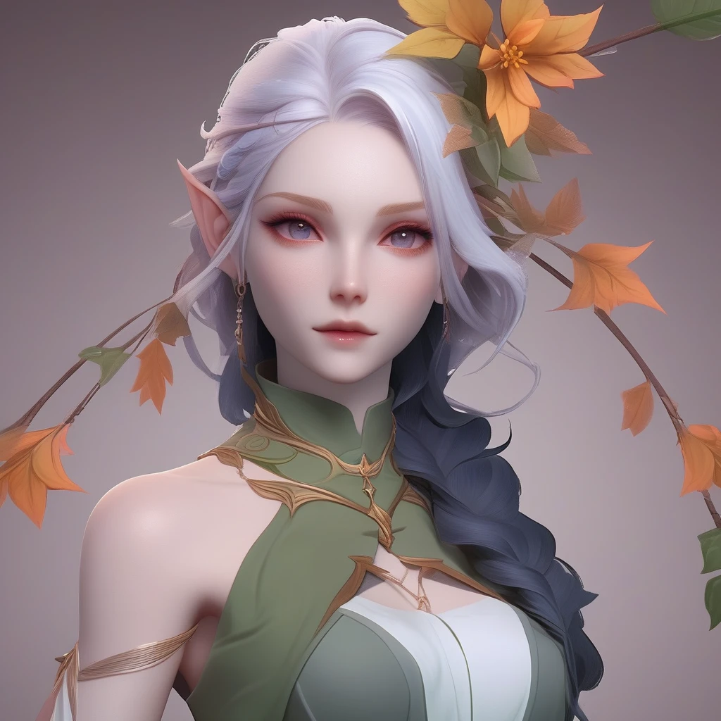 game character,role conception,art2.5d 1girl,solo,looking at viewer,simple background,pointy ears,elf,<lora:è§è²SDXL_V1.0_000008:1>,white hair,upper_body,only one person,