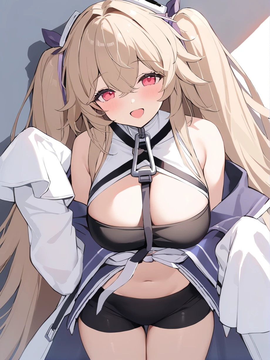 <lora:anchorage_XL_v1.0:0.8>,anchorage_\(azur lane\),shorts, off shoulder, long_sleeves, coat, sleeves past wrists,from above, waving, ;d,, masterpiece, best quality,