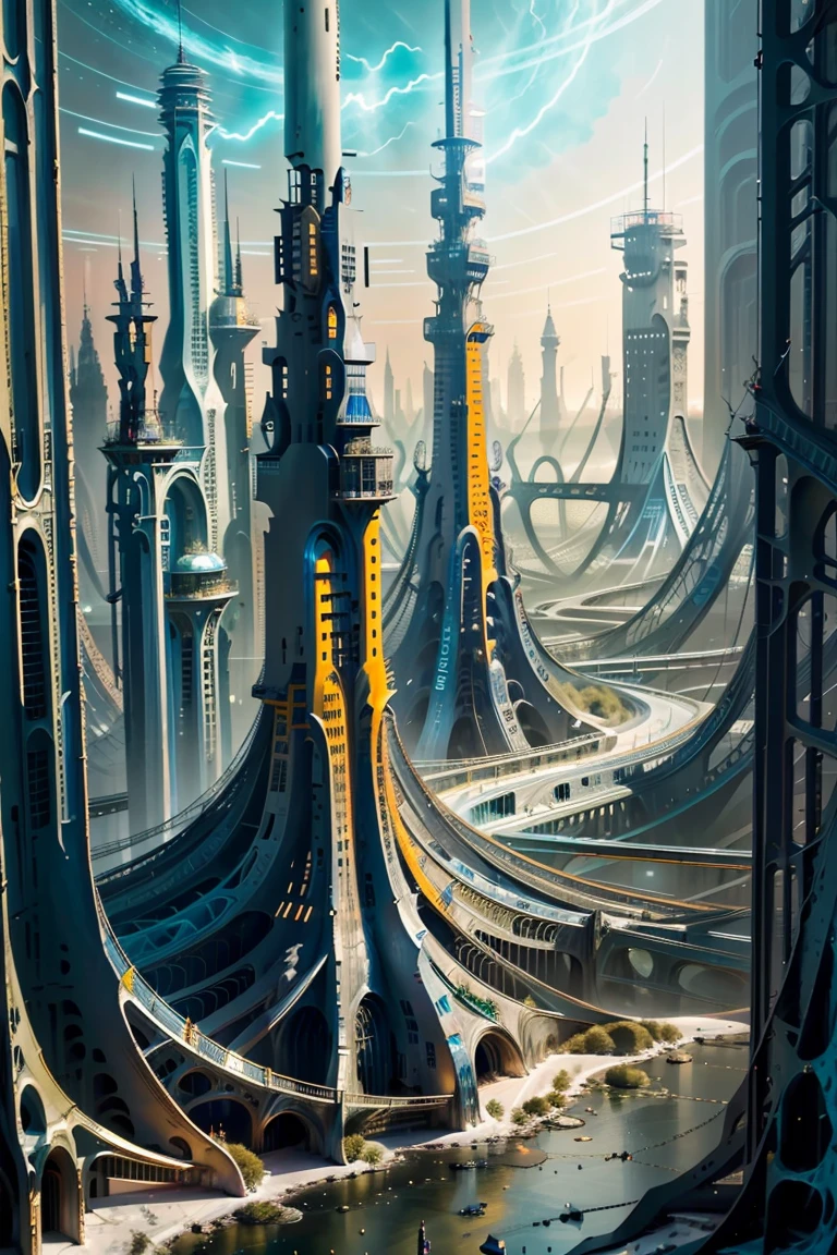 ((masterpiece,best quality)), <lora:Eldar_World:0.8>, Eldar_World, scifi, building, structure, still life, no humans, skyscraper, big modern city, blue glow, blue theme, swirling energy,