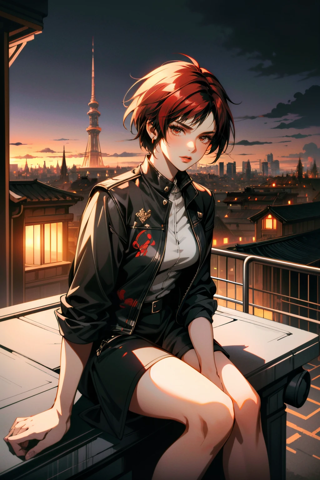 ((ultra detailed, masterpiece, absurdres))
DOAMila, 1girl, short hair, two-tone hair, black hair, red hair, brown eyes, overlooking the city from a rooftop bar at night, chic outfit, sitting on a rooftop looking down at the city, close up shot, details, sharp focus, illustration, by Jordan Grimmer and greg rutkowski, Trending artstation, pixiv, digital Art
<lora:DOAMila:0.9>