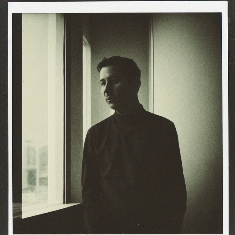 portrait of a man, studio, window, <lora:fujifilm-instax-v1beta:0.45>, fujifilm-instax-mini-v1beta, polaroid