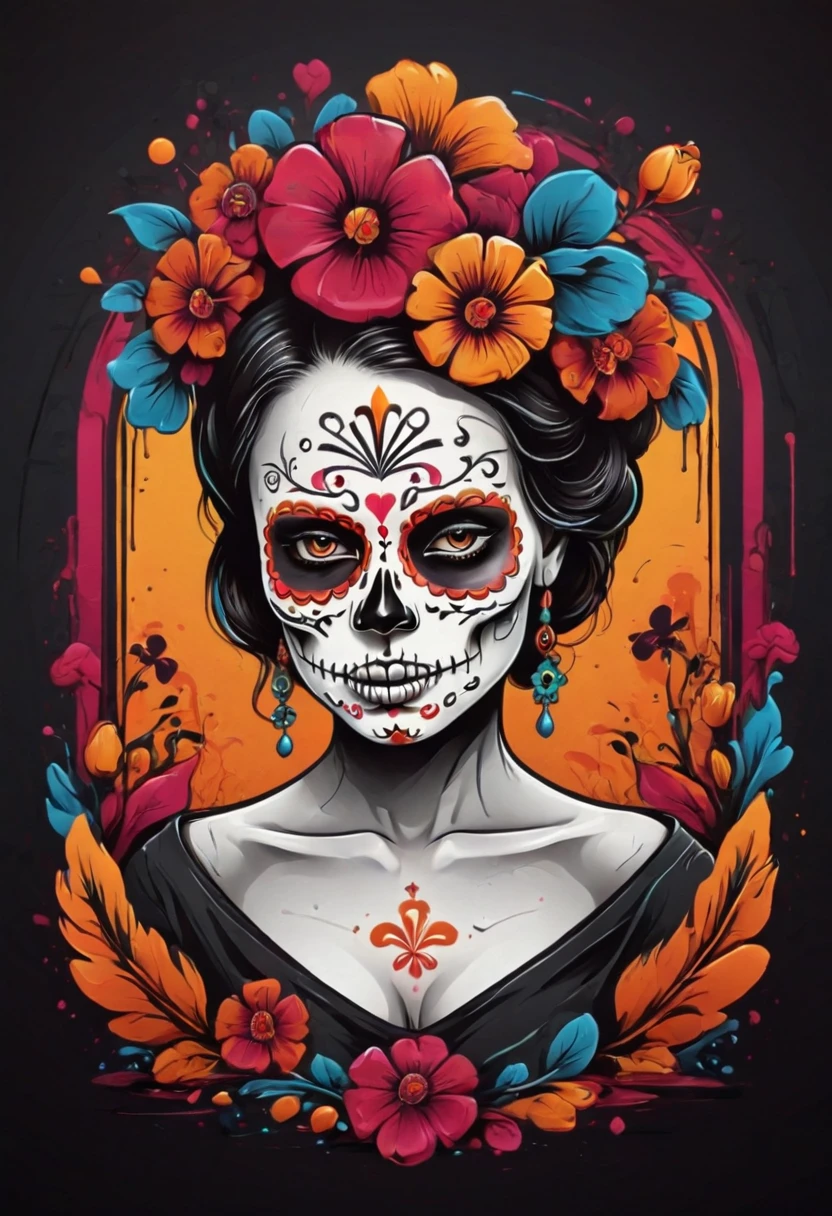 dia de los muertos, <lora:wildlife-sdxl:1> t-shirt_design