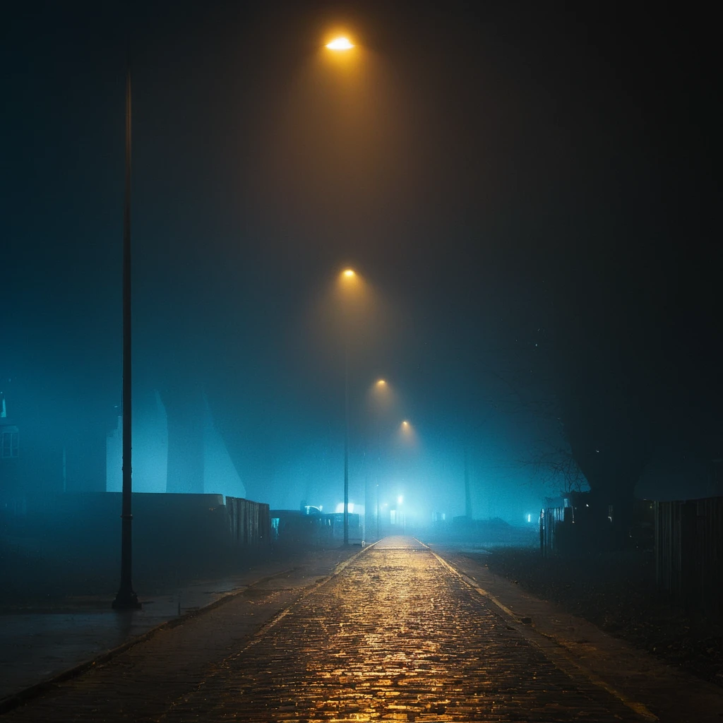cinematic film still of <lora:volumetric lighting:1> volumetric lighting style
a street with a brick road and street mix lights,outdoors,sky,water,no humans,night,building,night sky,scenery,light,road,lamppost,lights,train station , volumetric lighting, haze light, fog light, beam light, blue light, yellow light, haze light, fog light, shallow depth of field, vignette, highly detailed, high budget, bokeh, cinemascope, moody, epic, gorgeous, film grain, grainy