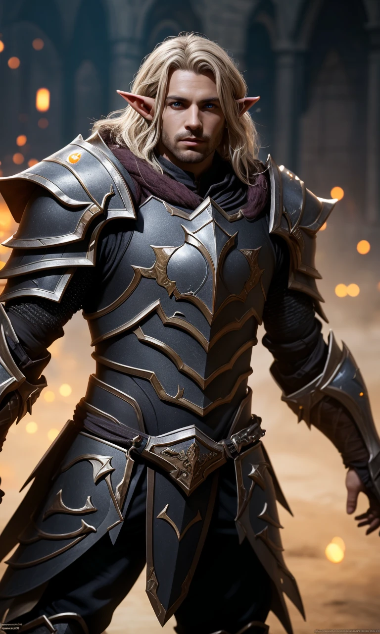 epicarmor2024, best quality, masterpiece, raw photo, depth of field, looking at viewer, bladed pauldrons, glowing accents, magical, vibrant colors, plain background, fantasy, epic Armor, rare armor, 5 fingers, depth of field, elf,