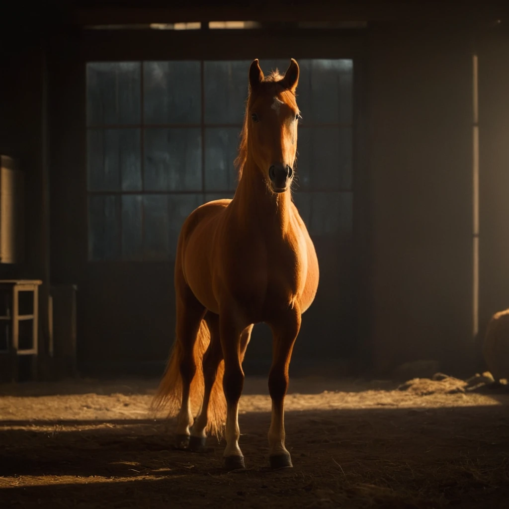 cinematic film still of <lora:Warm Lighting Style:1>
warm light,a brown horse standing in a dark room,warm lighting style,signature,blurry,no humans,depth of field,blurry background,animal,realistic,animal focus,brown theme 3200k, orange color, yellow color, warm color, straw color, golden color, shallow depth of field, vignette, highly detailed, high budget, bokeh, cinemascope, moody, epic, gorgeous, film grain, grainy