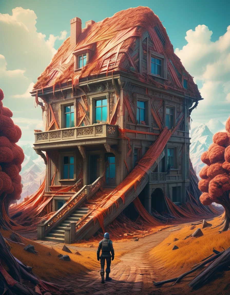 by Zdzislaw Beksinski and by Marc Simonetti, (terragenous , Faded Polaroid Photo but extremely beautiful:1.4), (intricate details, masterpiece, best quality:1.4) , Fortnite Art Style, 3D cartoon, colorful, Fortnite Art Style, , looking at viewer, dynamic pose, ral-barriertape <lora:ral-barriertape:1> ral-barriertape landscape
