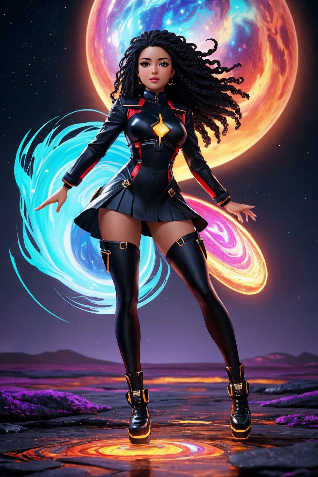 masutepiece, Best Quality, ((Salt Flat)), 4K,8K,Style,masutepiece, Create a black woman, During night long charge, ((Ultra-detailed)), Outdoors, Night, Nature, (Stars, fullmoon), shadowy, Contrasty, crystal clear skies, (Style, (Film grain: 1.3), (warm hue, warm tone): 1.2), Cinematic Light, Side lighting, Ultra High Resolution, (best shade), raw, Walk, poems,