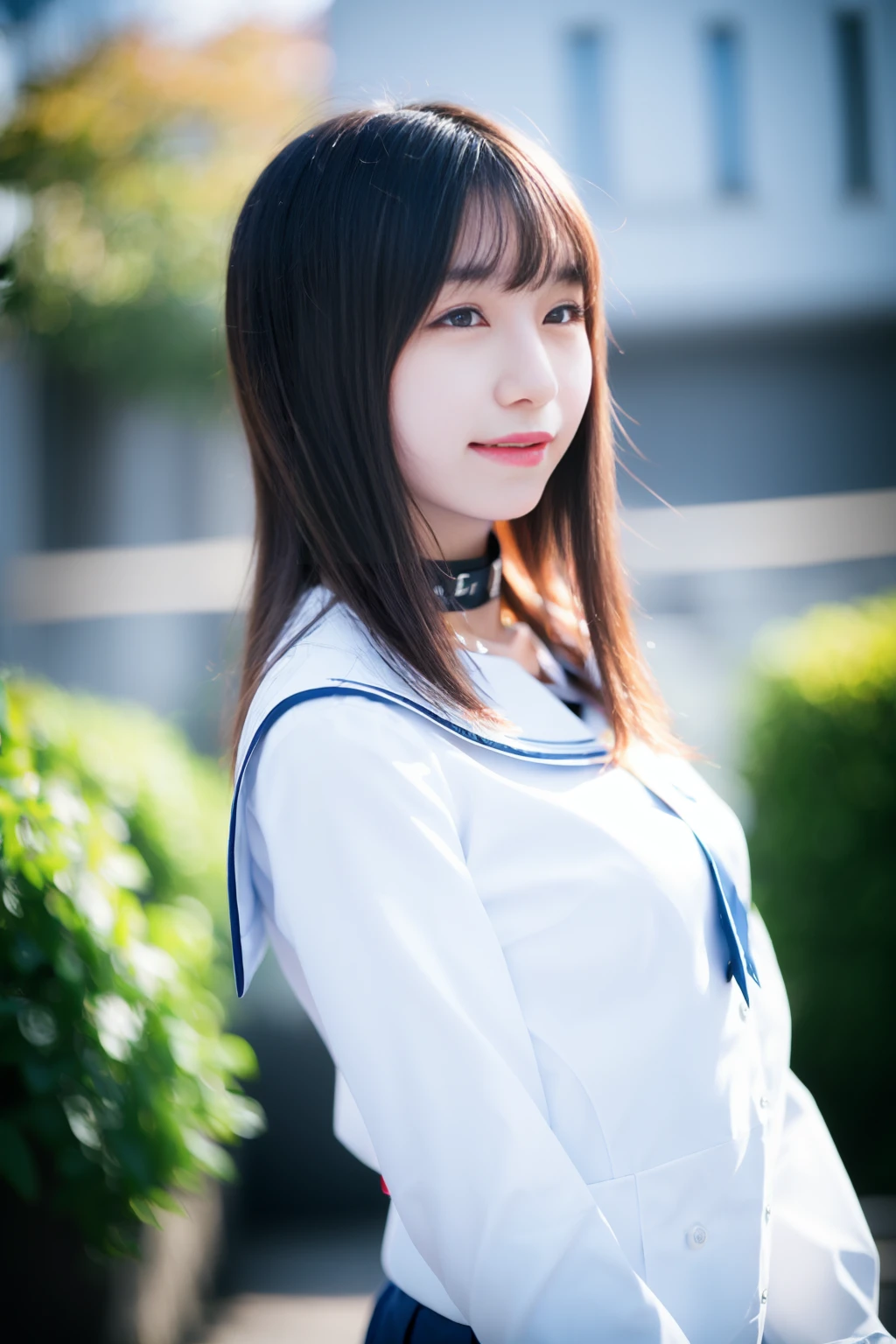<lora:mayu_v01:0.9>,
(8k, RAW photo, best quality, masterpiece:1.2), (realistic, photo-realistic:1.37), omertosa,1girl, blurry background,city, rain,wet,professional lighting, photon mapping, radiosity, physically-based rendering, backlight bokeh, blurry background, mature,((black choker)), red lips, office lady ,((lights shinning on the face))
head portrait
,
sunlight, ((outdoors)) ,((light shinning on the hair))
navel-baring shirt,school uniform,
((bob haircut)), ((floating hair)), blonde,wavy hair, glowing hair,
135mm lens,,big breast,red lips,smile
