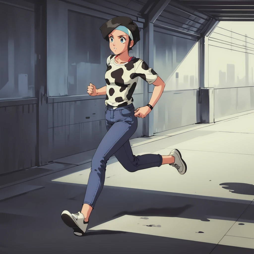 <lora:LinnaYamazaki002:0.7>,<lora:add_detail:0.5>,<lora:noline:0.3>,<lora:boldline:-0.3>,
LinnaYamazaki,1girl,solo,
headband,
BREAK
shirt,cow print,
BREAK
pants,
full body,running,