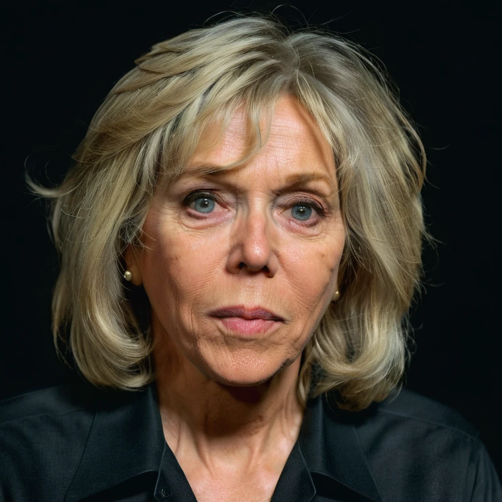 (a 60yo woman bmacr0n wearing a black classy shirt:1.5), blonde hair, realistic eyes, analog film still, kodak ektachrome, award winning photography, dark background <lora:bmacr0n_001_SDXL1_ada-000017:0.9>