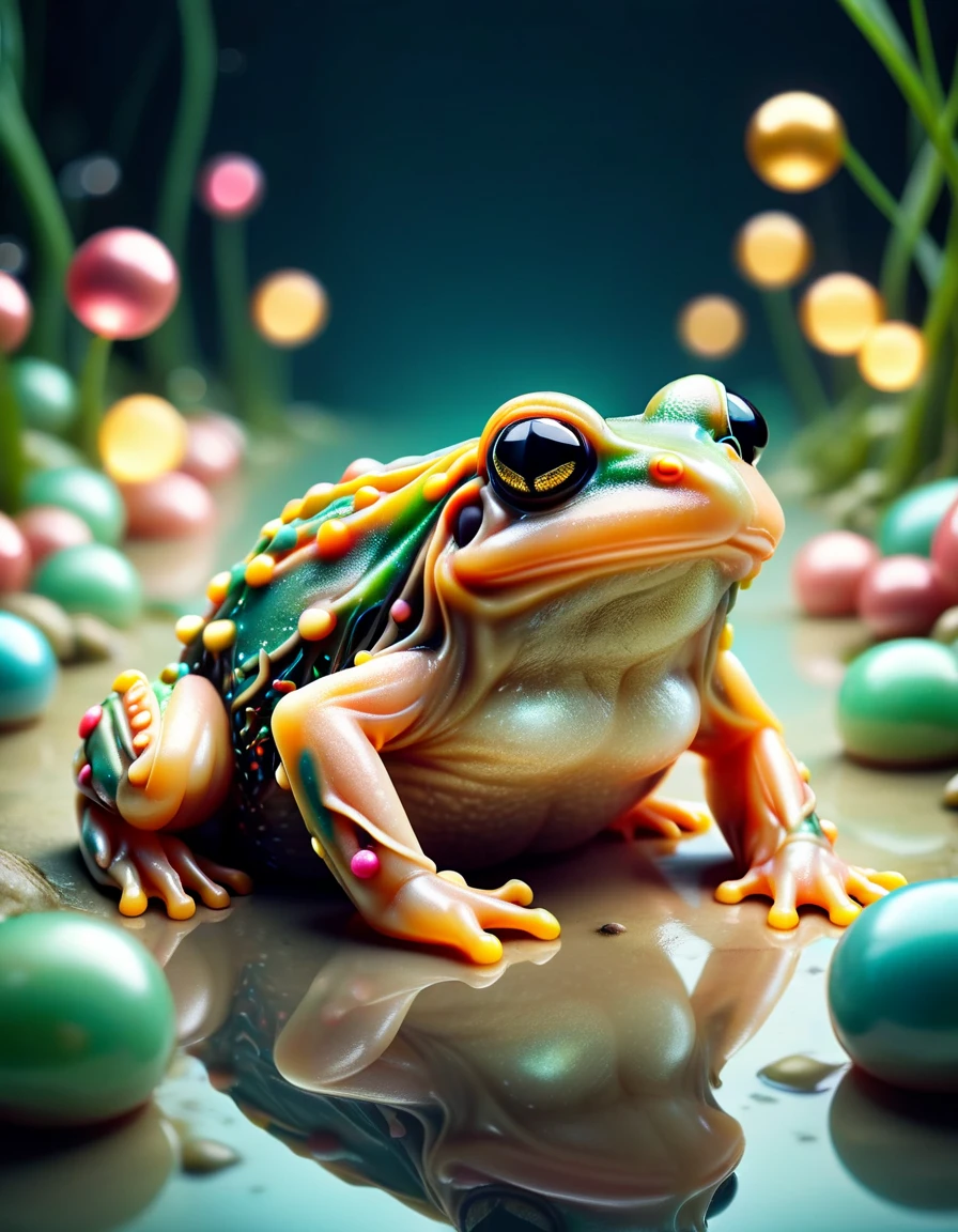 macro photo, a beautiful frog, glowing lights, beautiful magical sparkles, vibrant whimsical colors, ral-bubblegum <lora:ral-bubblegum-sdxl:1> ral-bubblegum landscape