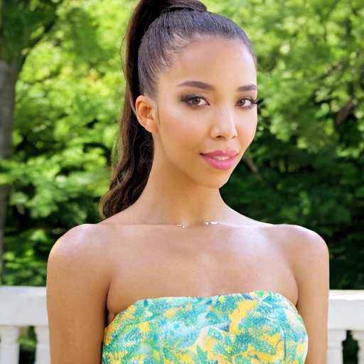 full shot, full-length portrait, wide field of view, centered, full body shot, cinematic film still A photo of lia.lin, front view, full portrait, summer dress, ponytail, high cheekbone, detailed face, masterpiece, high quality, <lora:LiaLin:1> . shallow depth of field, vignette, highly detailed, high budget, bokeh, cinemascope, moody, epic, gorgeous, film grain, grainy