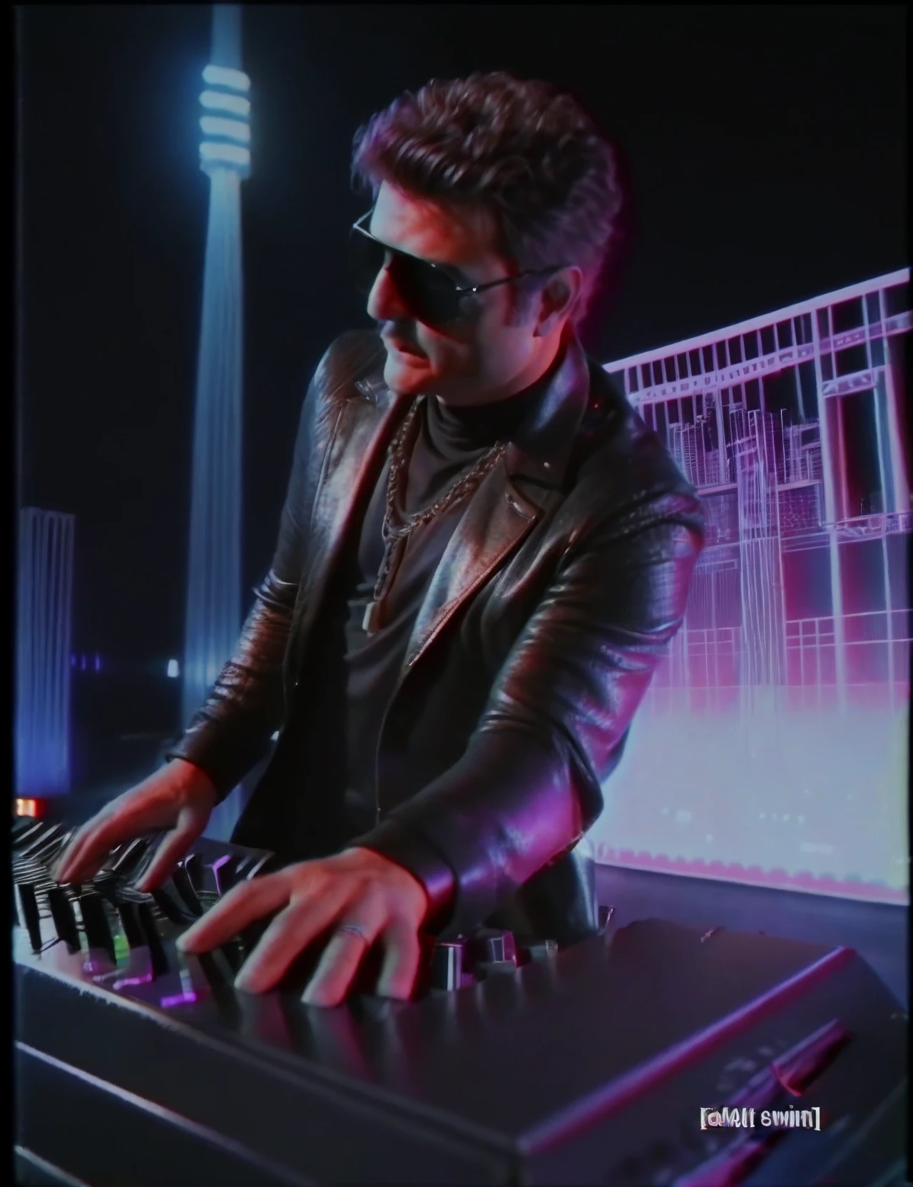 lordsofsynth photo of morgio zoroger playing a synthesizer looking amazing with synthwave grid city background, professional photography, high quality, perfect lighting <lora:hjlordsofsynth_v11:1>