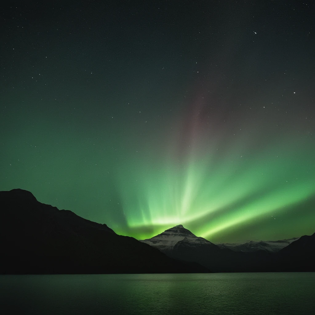 cinematic film still of <lora:volumetric lighting:1> volumetric lighting style
a mountain with a green aurora bore in the sky,outdoors,sky,water,no humans,night,star (sky),night sky,scenery,starry sky,rock,mountain,green theme,landscape,aurora , volumetric lighting, haze light, fog light, beam light, shallow depth of field, vignette, highly detailed, high budget, bokeh, cinemascope, moody, epic, gorgeous, film grain, grainy