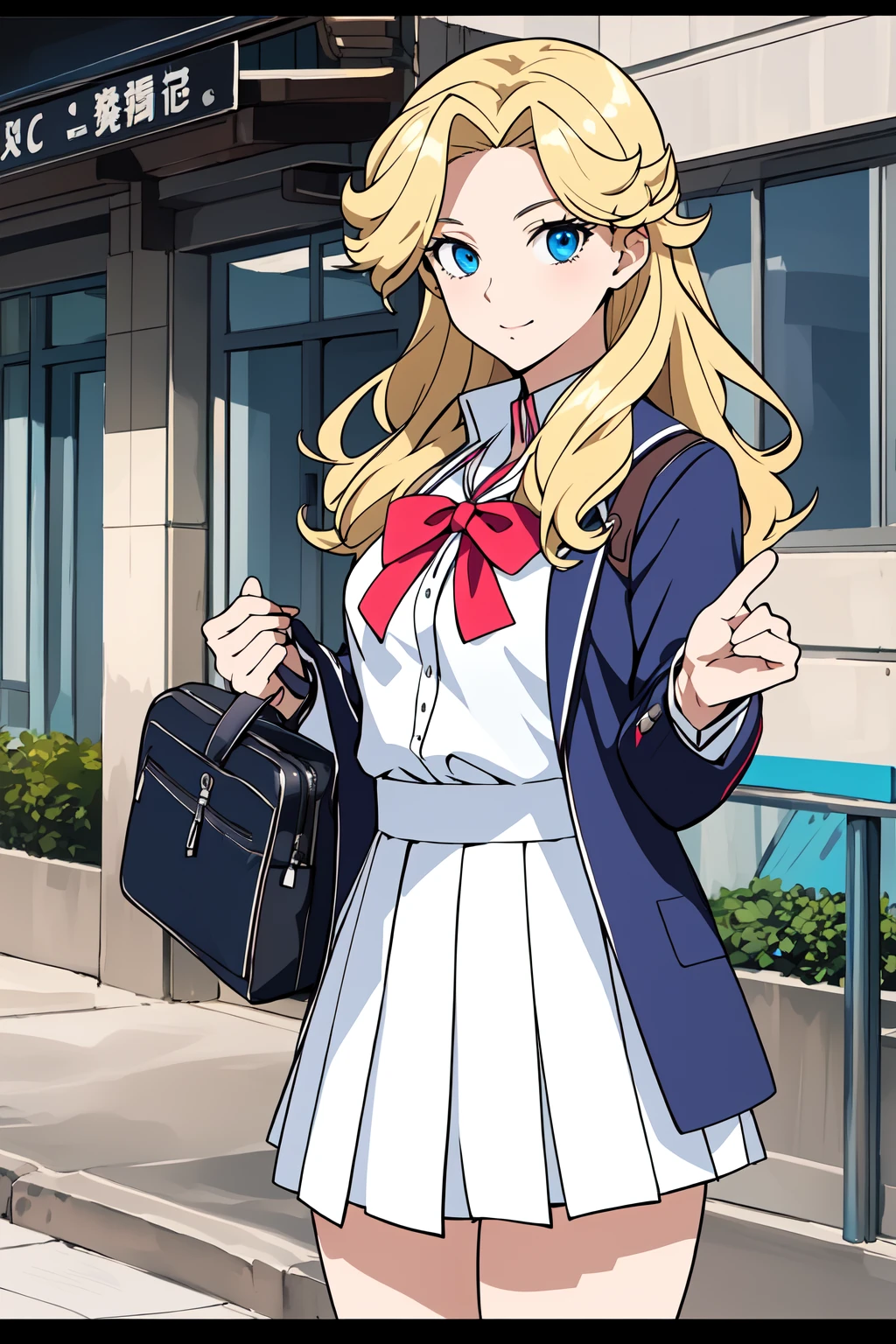 (RAW photo, best quality), 1girl,
<lora:srw_og_leona_garstein_v1_2-000003:1>, srw_leona_garstein, school uniform, jacket, ribbon, school bag,