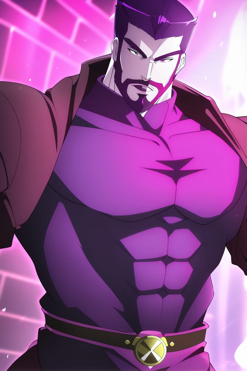 <lora:JackTheRipperJojo:1>, jacktheripper, muscular, pale skin, purple coat, portrait