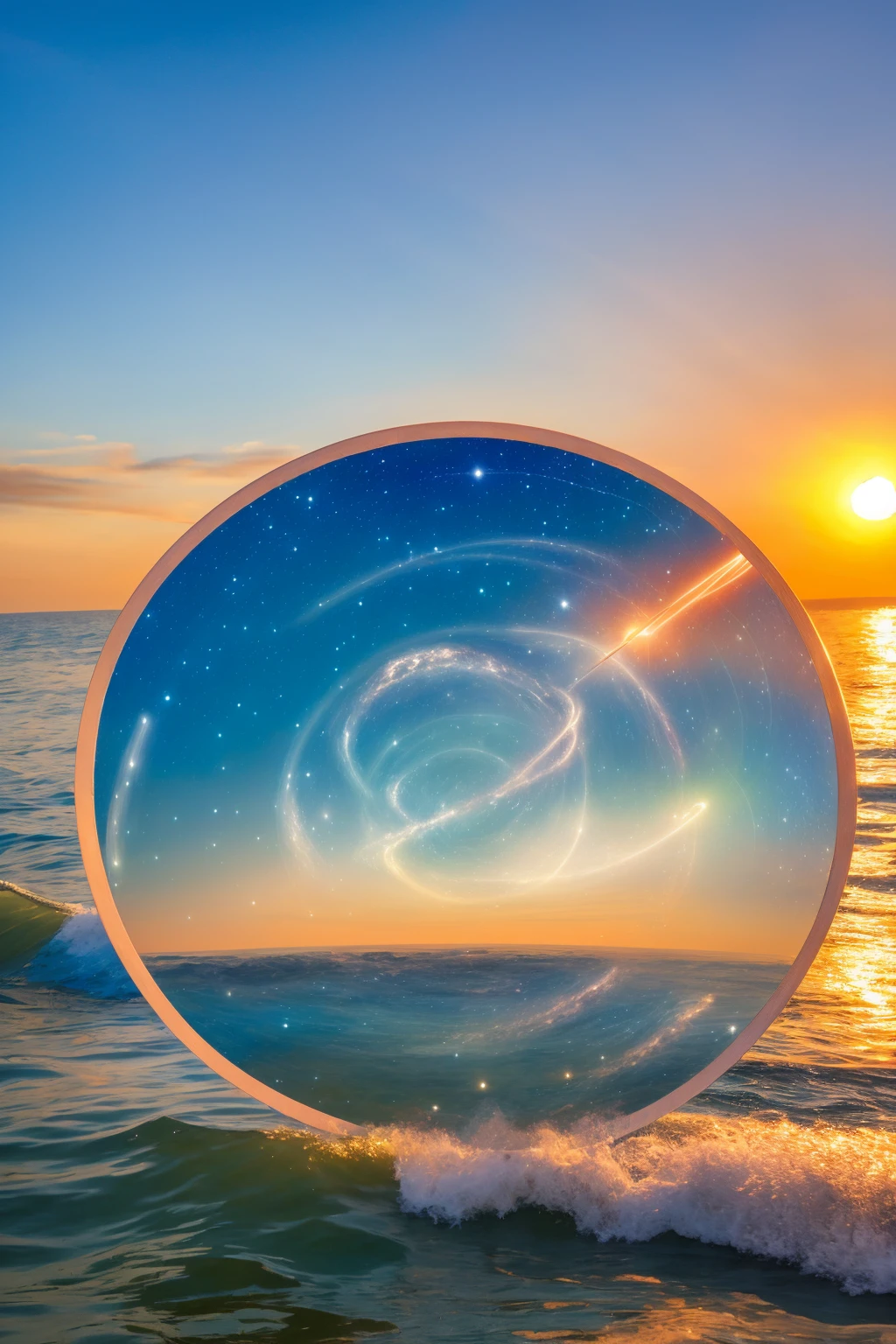 (a center portal to another galaxy in outer space), realistic photo but abstract
