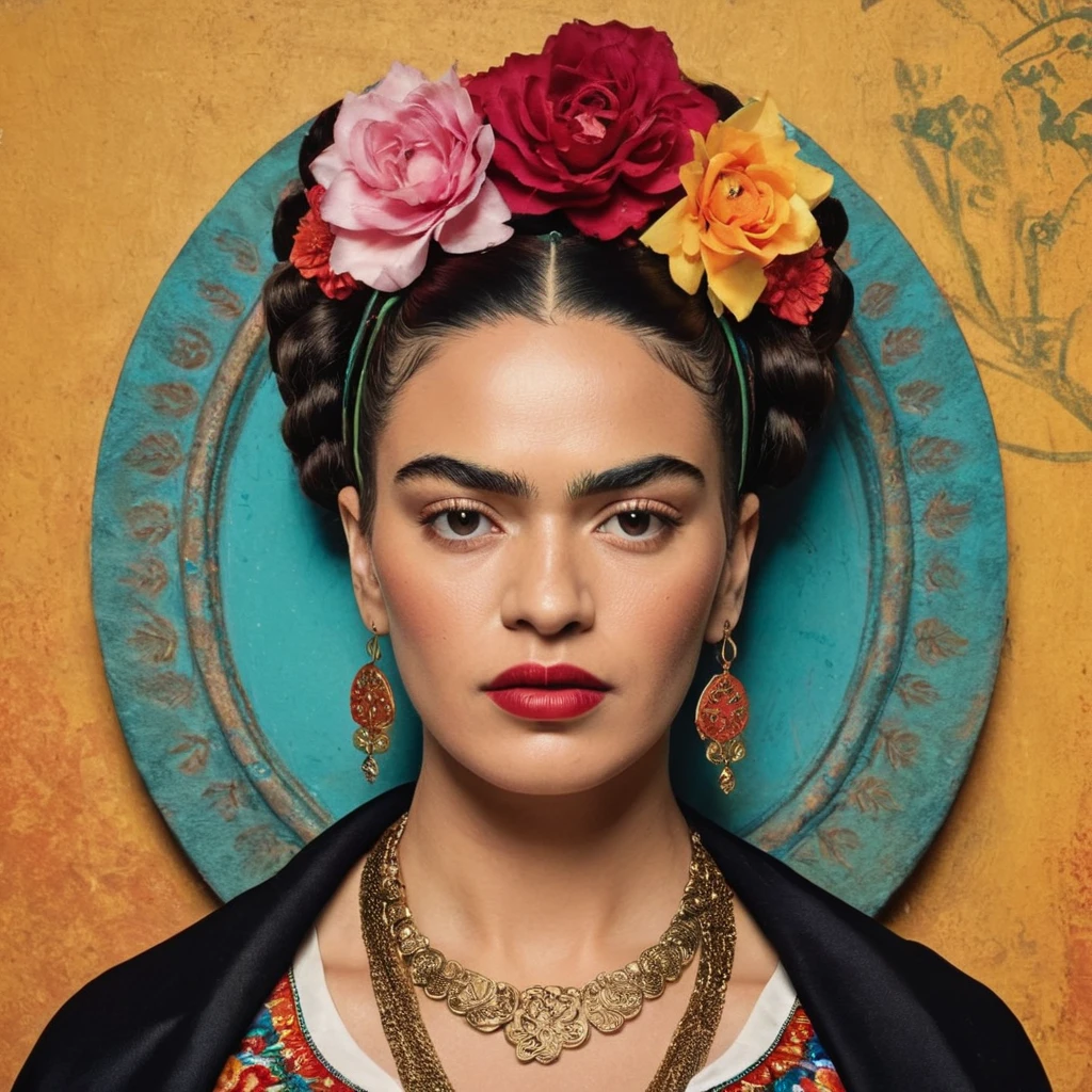 frida kahlo,hair ornament ,painting ,mexican grafitti background:1,<lora:Detail Slider V2 By Stable.safetensors :1.0>,<lora:Frida_Kahlo_by_DevDope-000009.safetensors :1.0>