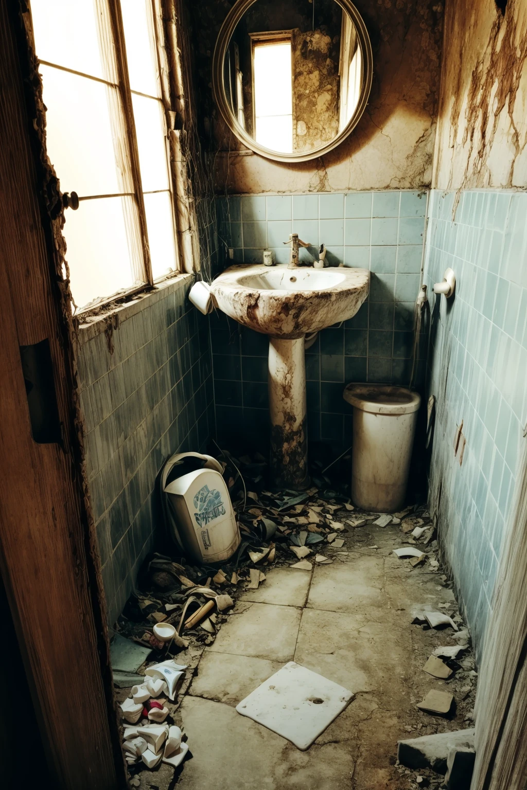 outdoors,no humans,<lora:add_detail:1>,red-panic-button-positive,<lora:0181 dirty toilet_v2:0.9>,ruanyi0181,bottle,box,coffee,cup,door,faucet,indoors,mirror,soap,soap bottle,still life,tile floor,tile wall,tiles,toilet,toilet paper,trash can,water,, best quality,masterpiece,high quality,real,realistic,super detailed,full detail,8K,