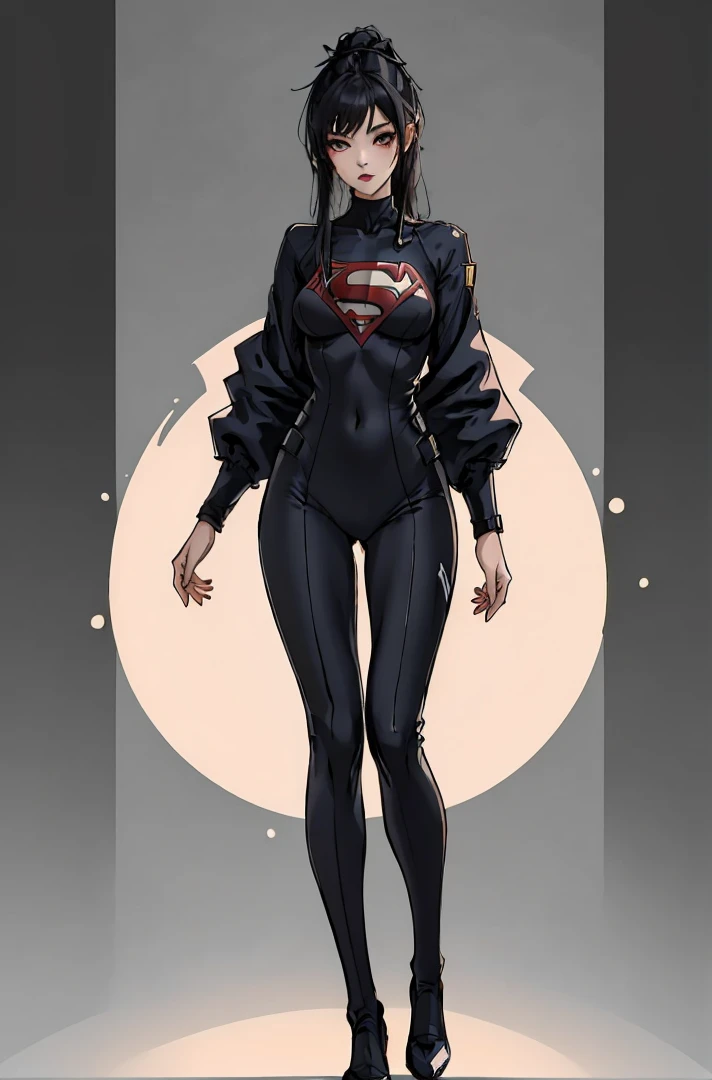 <lora:Oufits-000006:.6>,  full body,  standing, high socks , tall,sexy,  supehero suit