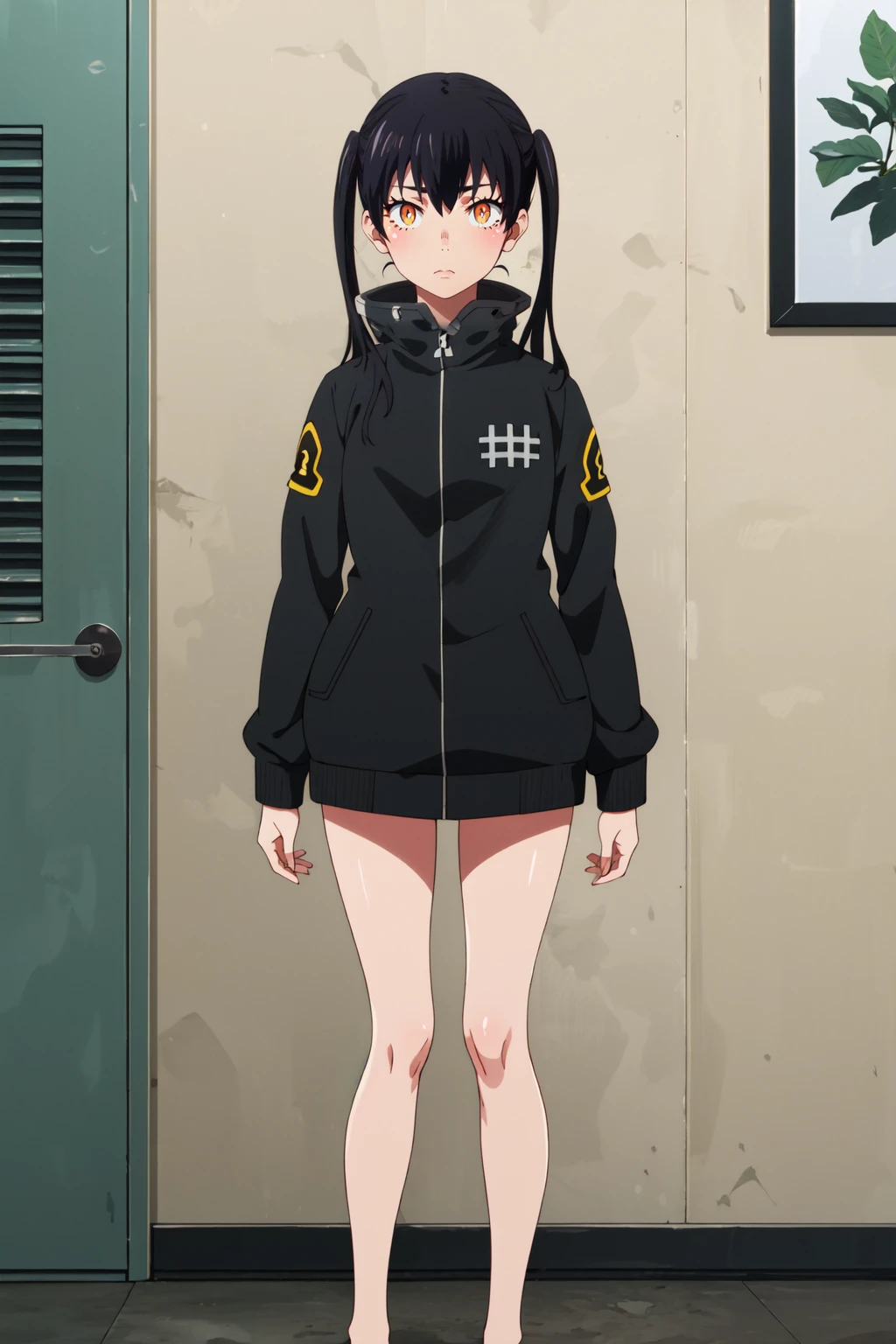 source_anime,score_9,score_8_up,1girl,solo,outdoors,public park,park,in screencap,anime screencap,hellsing,seras,public,oversized Hoodie,hood up,no pants,no panties,looking at viewer,confused,confused expression,head tilt,pussy,vagina,medium length hair,(arms in pocket)
