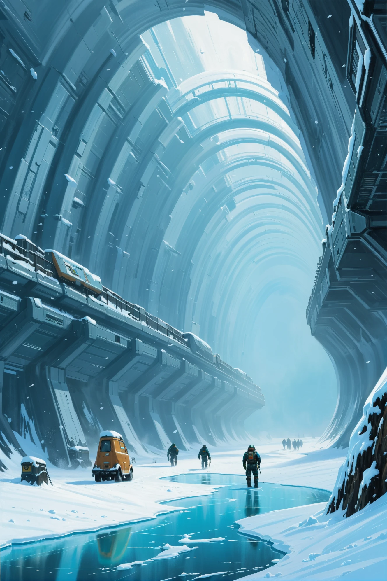 digital painting, wonderous scifi settlement in a Polar Ice Caps<lora:EnvySubterraneanXL01:1>