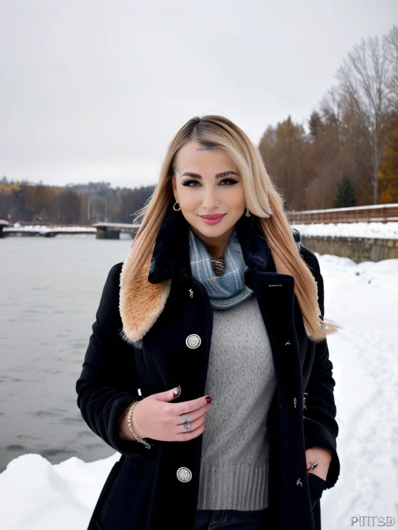 <lora:V4lSt33l3_v1:1>, high quality, high resolution, realistic, beautiful (V4lSt33l3) girl in winter coat, blonde hair, piercings, looking at the viewer