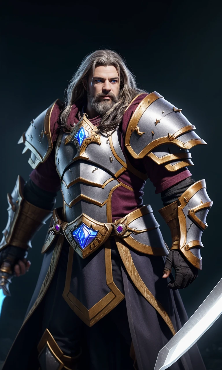 epicarmor2024, best quality, masterpiece, raw photo, depth of field, looking at viewer, bladed pauldrons, glowing accents, magical, vibrant colors, plain background, fantasy, epic Armor, rare armor, 5 fingers, depth of field, dwarf,