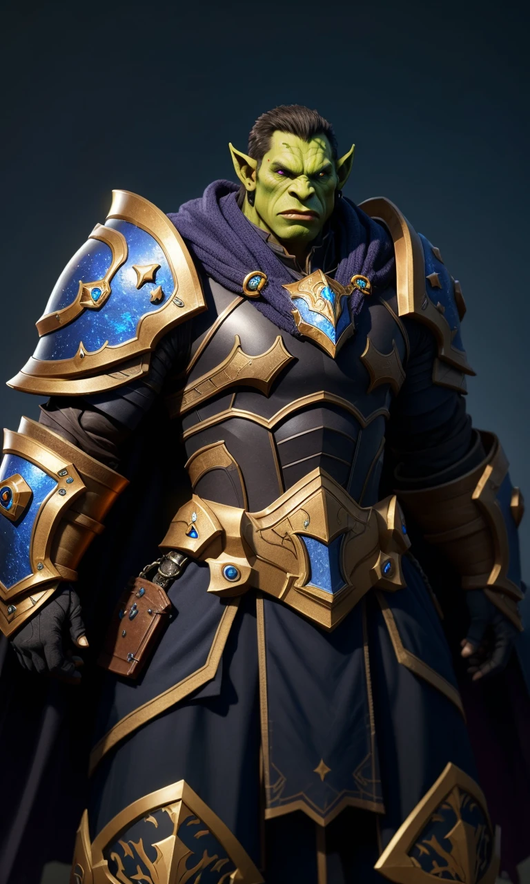 epicarmor2024, best quality, masterpiece, raw photo, depth of field, looking at viewer, large pauldrons, glowing accents, magical, vibrant colors, plain background, fantasy, epic Armor, rare armor, 5 fingers, depth of field, orc