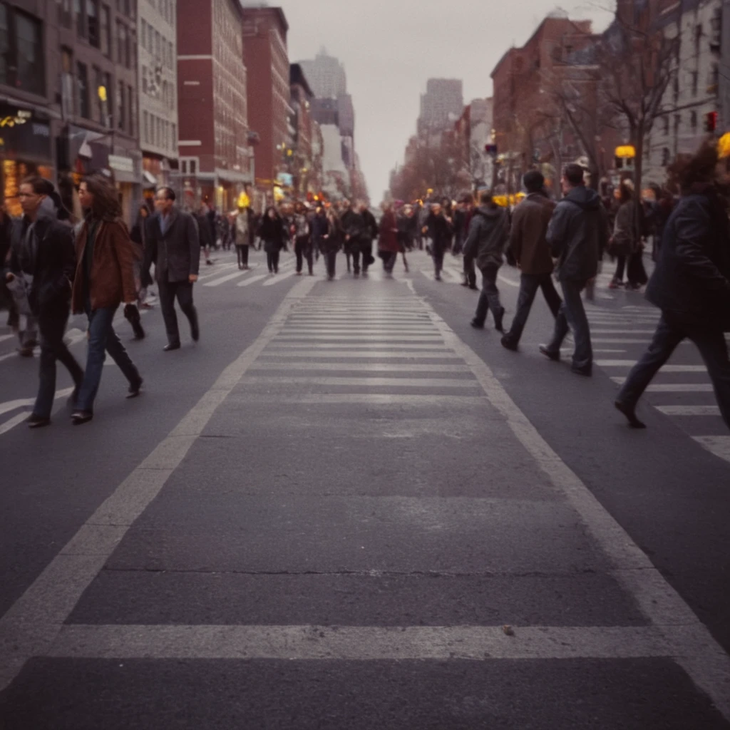 cinematic film still of <lora:rotated view Style:1> rotated camera angle view style:1.5
a crosswalk in a city with people walking on it,solo,looking at viewer, rotated camera angle view, shallow depth of field, vignette, highly detailed, high budget, bokeh, cinemascope, moody, epic, gorgeous, film grain, grainy