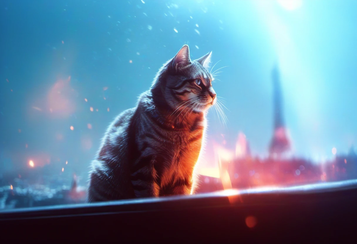 cinematic film still, A cat, bfv, <lora:BFXL:1> . city, vignette, highly detailed, high budget, cinemascope, moody, epic, gorgeous, film grain, grainy, fire, explosion