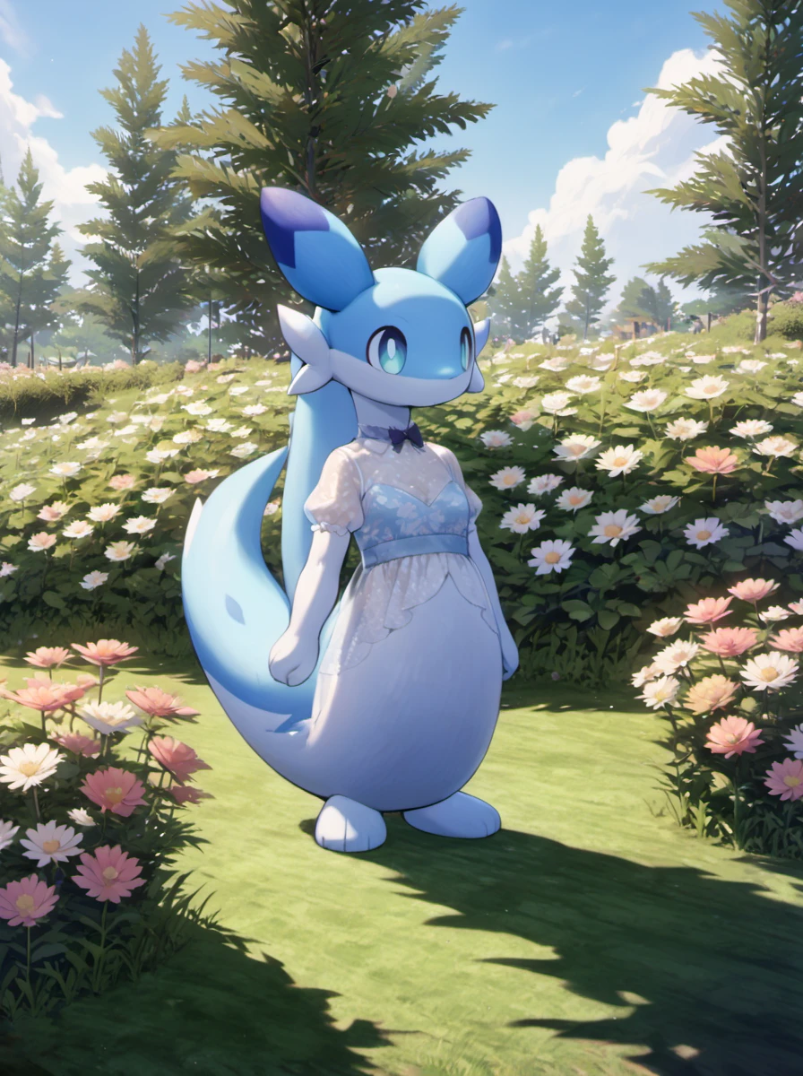 palowrld-chillet, pokemon,
flower, (furry female:0.7),
floral print, lace, bow, short puffy sleeves,see-through,garden,flower,sky, <lora:palworld_chillet_xl_lora_v3-000014:0.85>